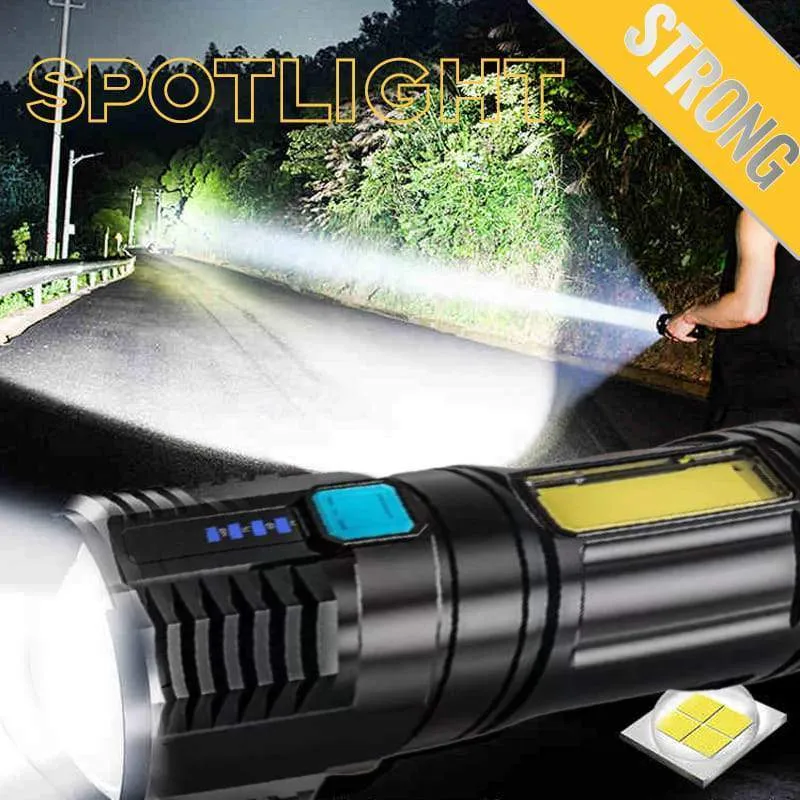 100000lumens Five Nuclear Anti-explosion Powerful Flashlight Nitecore Lantern High Power Led Torch Rechargeable Lamp with COB Side Light