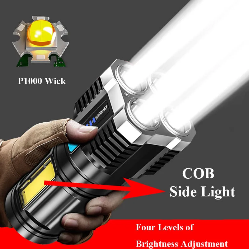 100000lumens Five Nuclear Anti-explosion Powerful Flashlight Nitecore Lantern High Power Led Torch Rechargeable Lamp with COB Side Light
