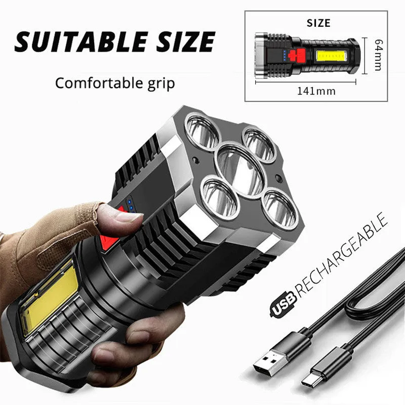100000lumens Five Nuclear Anti-explosion Powerful Flashlight Nitecore Lantern High Power Led Torch Rechargeable Lamp with COB Side Light