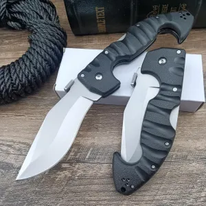 10.4in Unisex Adult Lockback Folding Knife - Tri-Ad Lock Pocket Knife with AUS8 Steel blade and Nylon Glass Fiber Handle，Thumb Plate and Belt Clip, for EDC Camping Hunting Survival