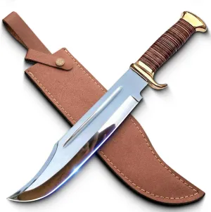 18" Crocodile Dundee Bowie Knife-Fixed Blade-Hunting-EDC-Camping Knife-Tactical Survival Knife With Sheath for Outdoor, Bushcraft-Gift for Men
