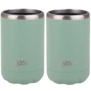 2 x Oasis Double Wall Vacuum Insulated Cooler For Can/Bottle 375ml - Sea Green