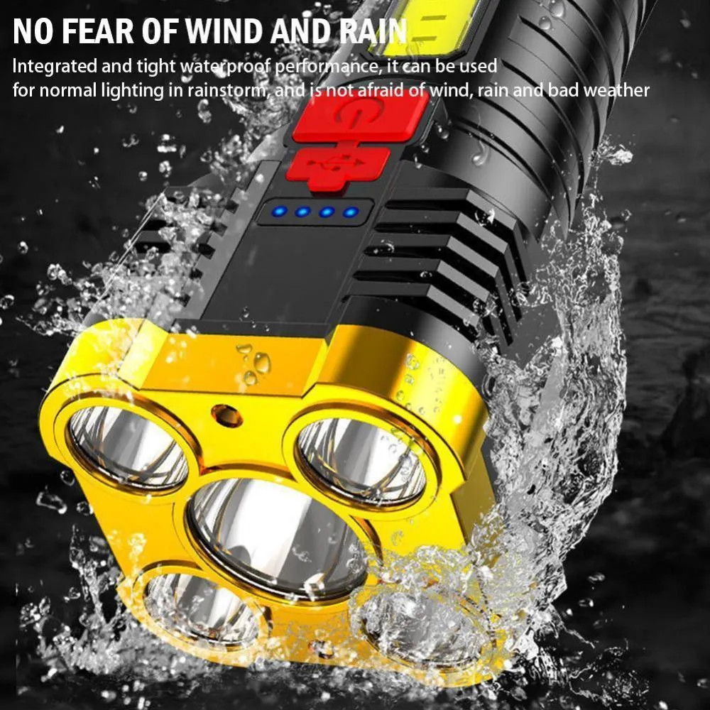 200W Five Nuclear Anti-explosion Powerful Flashlight Nitecore Lantern High Power Led Torch Rechargeable Lamp with COB Side Light