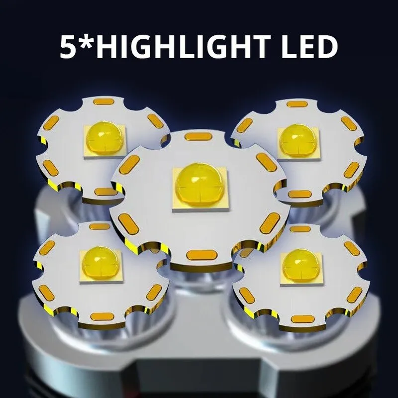 200W Five Nuclear Anti-explosion Powerful Flashlight Nitecore Lantern High Power Led Torch Rechargeable Lamp with COB Side Light