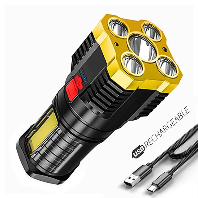 200W Five Nuclear Anti-explosion Powerful Flashlight Nitecore Lantern High Power Led Torch Rechargeable Lamp with COB Side Light
