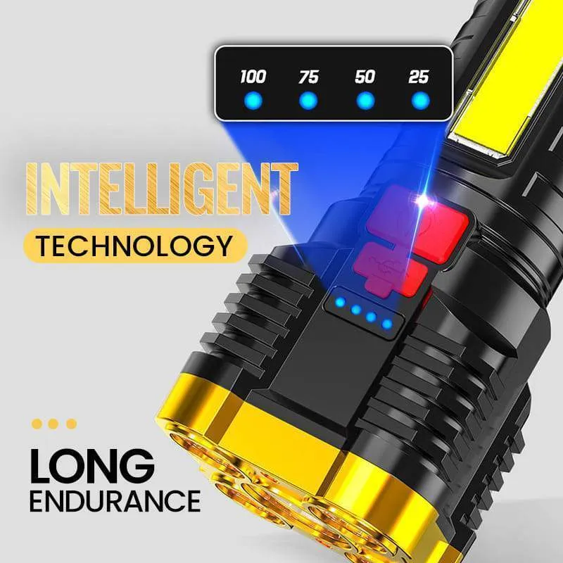 200W Five Nuclear Anti-explosion Powerful Flashlight Nitecore Lantern High Power Led Torch Rechargeable Lamp with COB Side Light