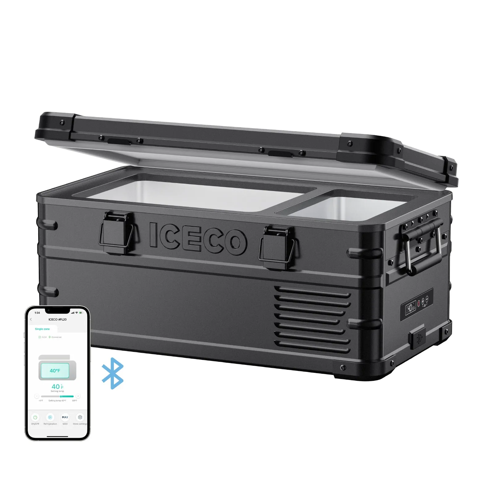 21QT APL20 Black Aluminum Freezer With PB1000 Power Station | ICECO