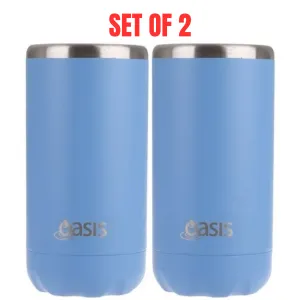 2x Oasis Double Wall Vacuum Insulated Cooler For Can/Bottle 330ml - Calypso Blue