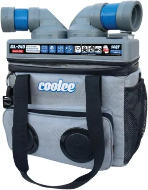 3-in-1 Portable Air Cooler with Bluetooth Speakers, Dual Fan & Rechargeable Battery – 14 Qt Insulated Leak-Proof Ice Chest, Blue/Gray – Ideal for Camping, Tailgating, Beach & Outdoor Use