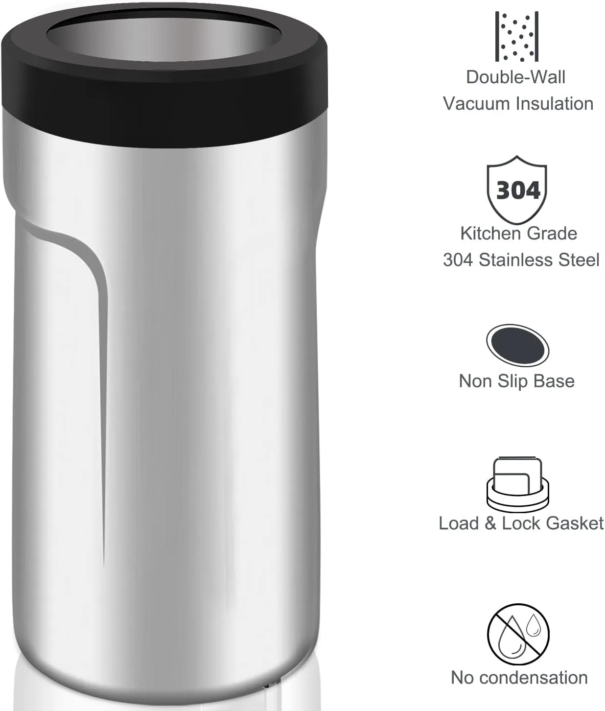 4 In 1 Insulated Universal Can Cooler with Lid - Newest Signice 12 Oz Stainless Steel Can Cooler Double Walled Vacuum Insulator for Skinny Tall Slim Standard Regular Can Beer Bottle (Aqua)