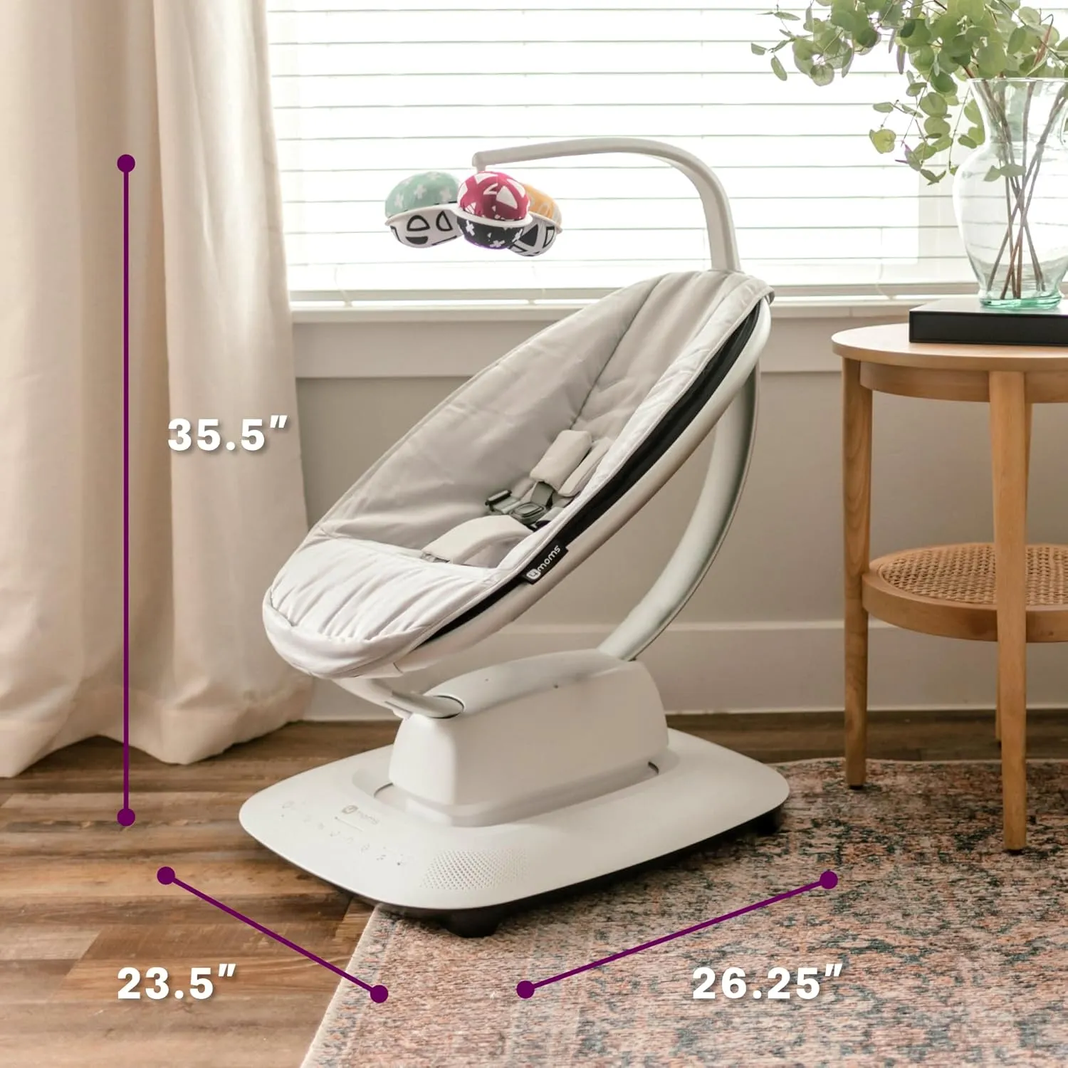 4moms MamaRoo Multi-Motion Baby Swing, Bluetooth Enabled with 5 Unique Motions, Black
