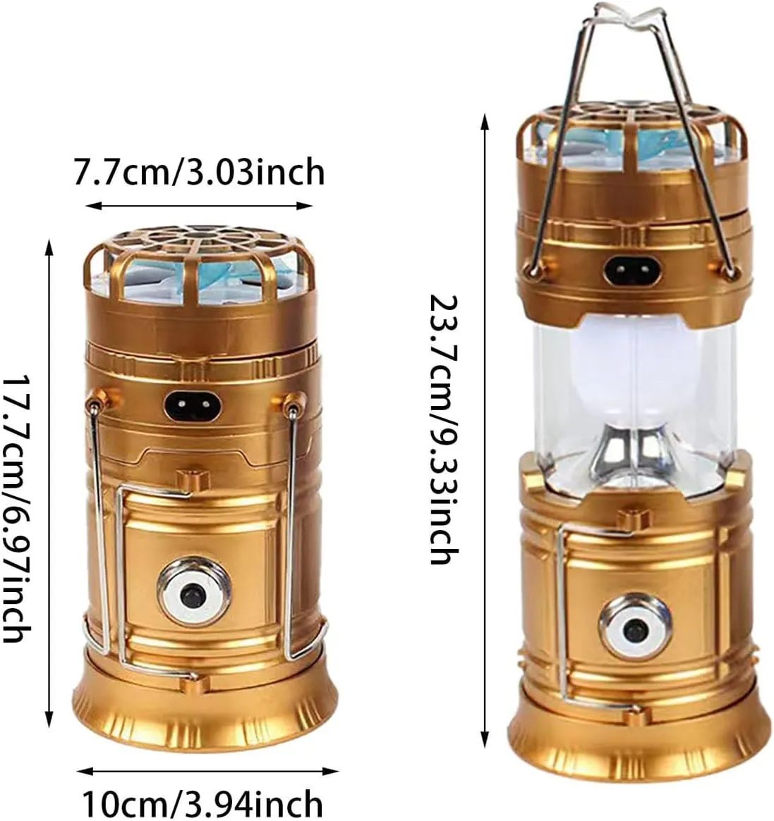 5-in-1 Portable LED Camping Lantern with Fan, Solar/USB Rechargeable, Light Power Outages & Phone Charger, Lightweight ABS for Tent, Hiking, Emergency Survival Gear Essentials (Silver, 17.7X10X7.7cm)