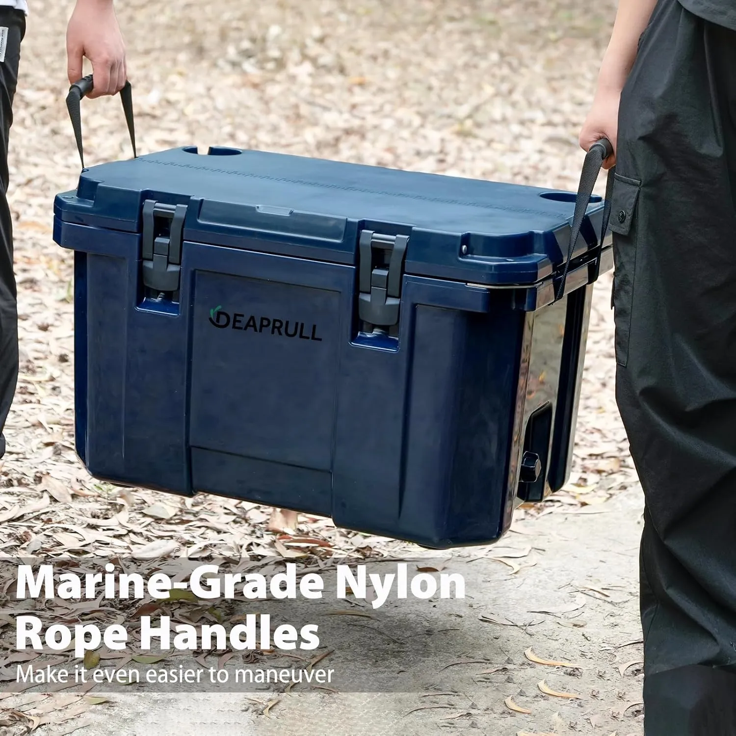 60 Quart Hard Cooler, Insulated Ice Chest Box Holds Ice for up to 6 Days, Portable Cooler with Nylon Rope Handles, Cup Holders, Double Latches for Camping Drink, Beach, Picnic, Fishing, Boat, Barbecue