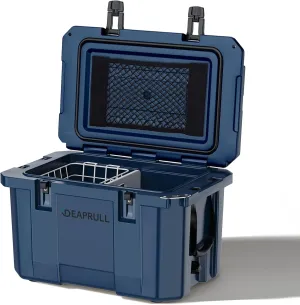 60 Quart Hard Cooler, Insulated Ice Chest Box Holds Ice for up to 6 Days, Portable Cooler with Nylon Rope Handles, Cup Holders, Double Latches for Camping Drink, Beach, Picnic, Fishing, Boat, Barbecue