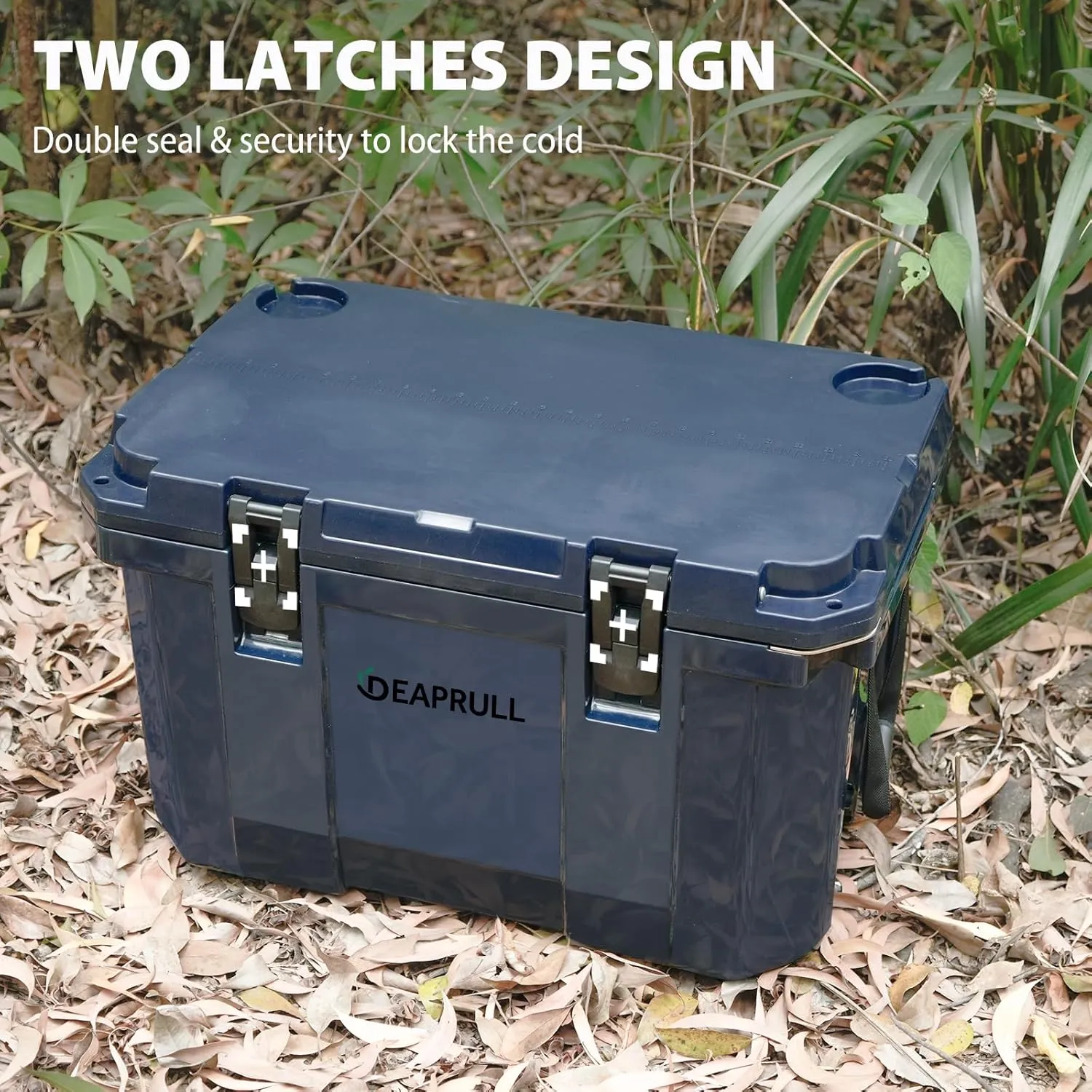 60 Quart Hard Cooler, Insulated Ice Chest Box Holds Ice for up to 6 Days, Portable Cooler with Nylon Rope Handles, Cup Holders, Double Latches for Camping Drink, Beach, Picnic, Fishing, Boat, Barbecue