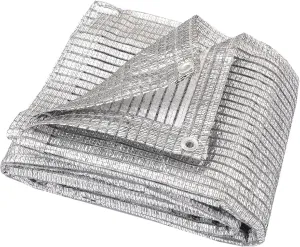 65% Aluminum Foil Shade Cloth with Grommets Mesh Sun Block Fabric Cover Canopy Sun Reflect Pet Shade Garden 8ft x 12ft