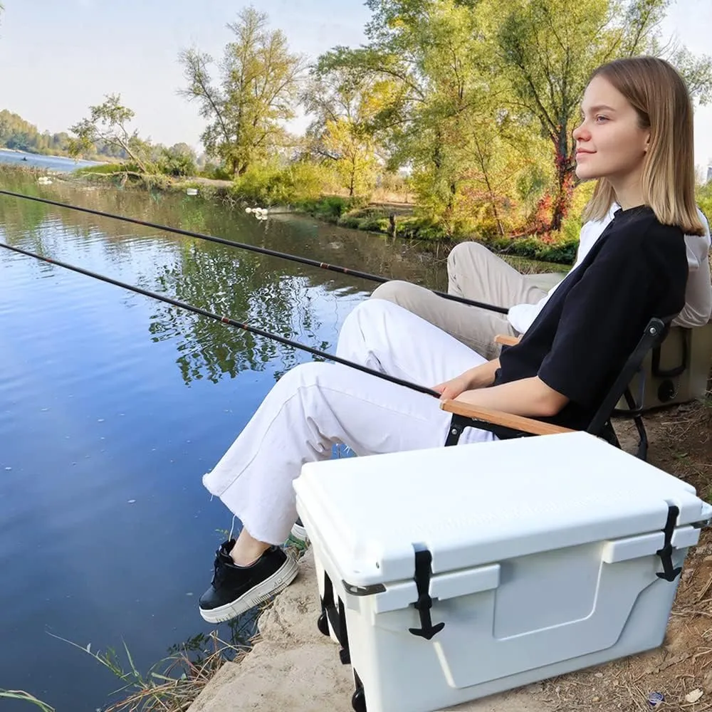 65 Quart Ultra-Light Wheeled Cooler, Insulated Cooler with Wheels and Handles, Portable Ice Chest Box for Beach, Drink, Camping, Picnic, Fishing, Boat, Barbecue, Keeps Ice Up to 5 Days