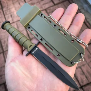 6" Military Kabai Tactical Combat FIXED Black Neck Knife w/ Chained Sheath