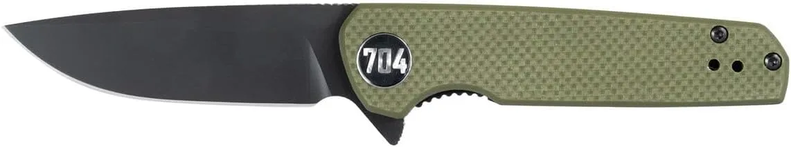 704 Gear Blitz EDC Folding Pocket Knife | Compact 2.98" Blade, D2 Steel, G10 Handle, Reversible Pocket Clip | Olive Drab Green
