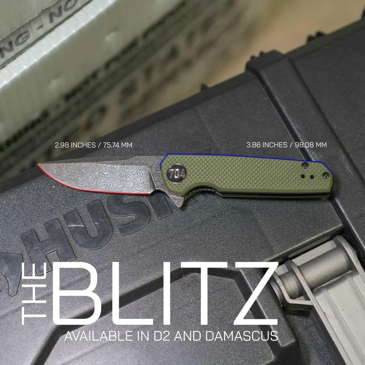 704 Gear Blitz EDC Folding Pocket Knife | Compact 2.98" Blade, D2 Steel, G10 Handle, Reversible Pocket Clip | Olive Drab Green