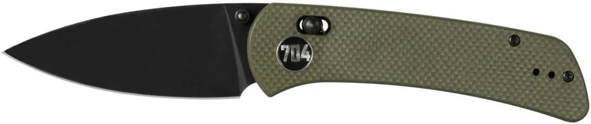 704 Gear Harbor Master EDC Folding Pocket Knife with Crossbar Lock | 3" Leaf Blade, D2 Steel, G10 Handle, Reversible Pocket Clip | Olive Drab Green