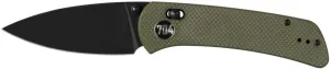 704 Gear Harbor Master EDC Folding Pocket Knife with Crossbar Lock | 3" Leaf Blade, D2 Steel, G10 Handle, Reversible Pocket Clip | Olive Drab Green