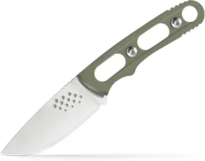 7.24'' Lightweight, Compact Hunting Fixed Blade Knife with Cowhide Leather Sheath - Ideal for Skinning, Camping, Outdoor - EDC Fixed Blade Bushcraft Knife (Green)