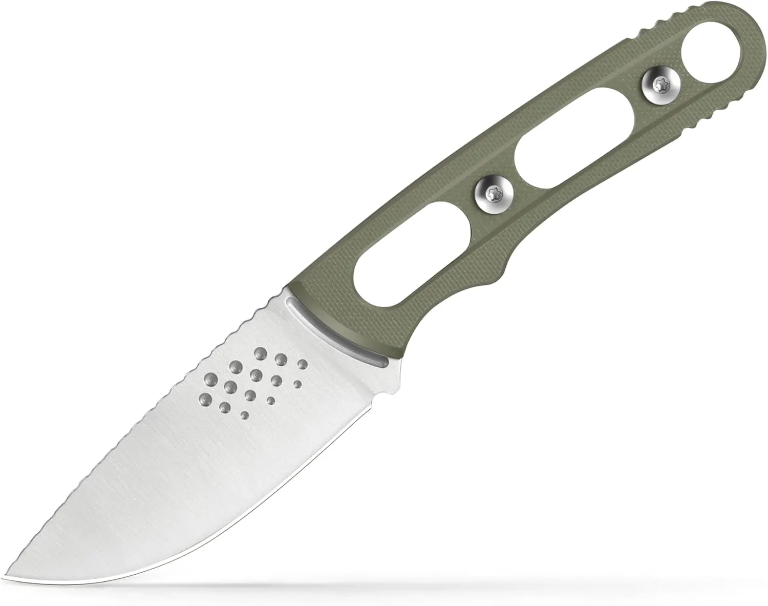 7.24'' Lightweight, Compact Hunting Fixed Blade Knife with Cowhide Leather Sheath - Ideal for Skinning, Camping, Outdoor - EDC Fixed Blade Bushcraft Knife (Green)