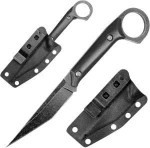 7.5 Inch Sharp Small Fixed Blade Knife with Kydex Sheath - Stonewashed D2 Steel Blade and G10 Handle