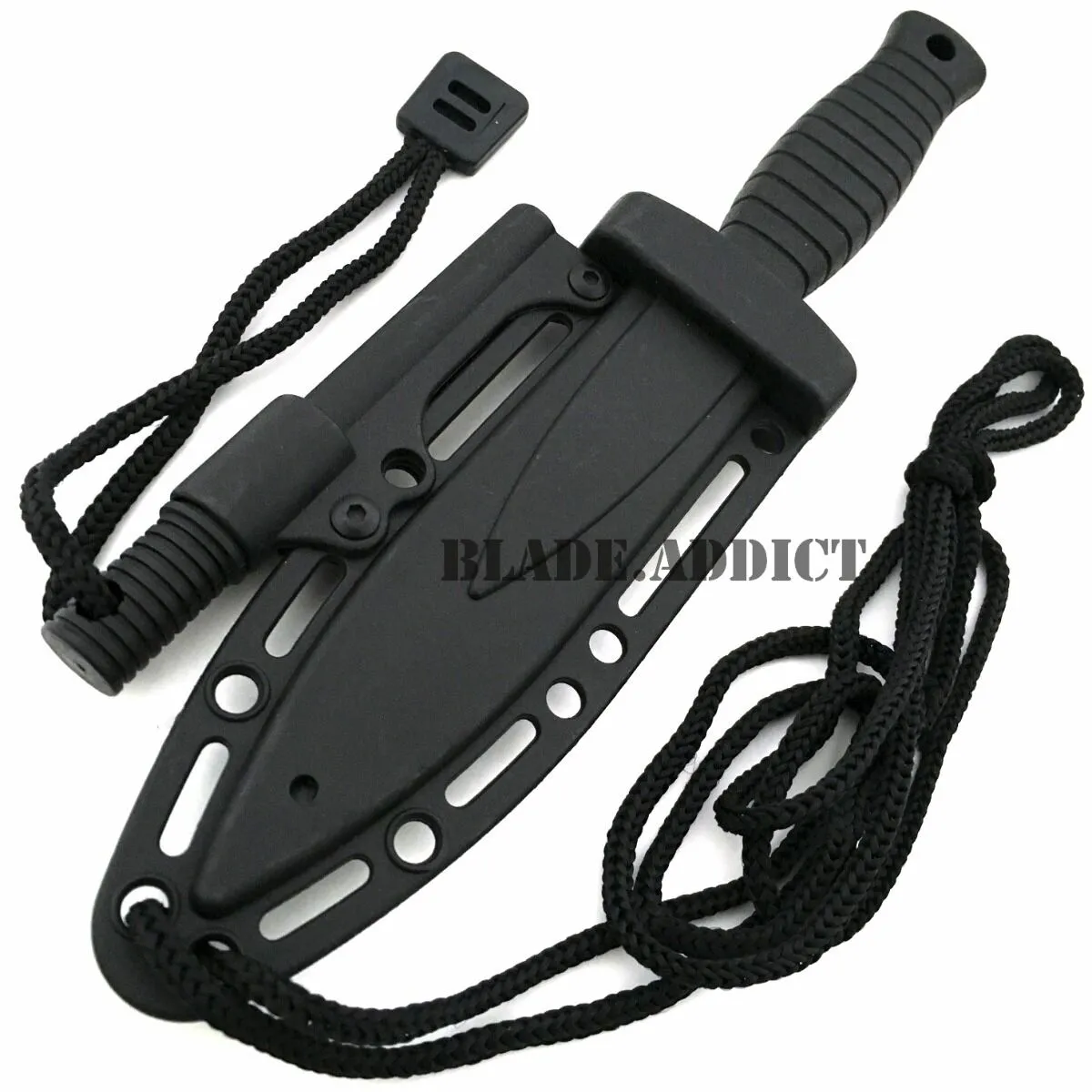 7" Double Edge Military Tactical Hunting Dagger Boot Neck Knife   Fire Starter Black