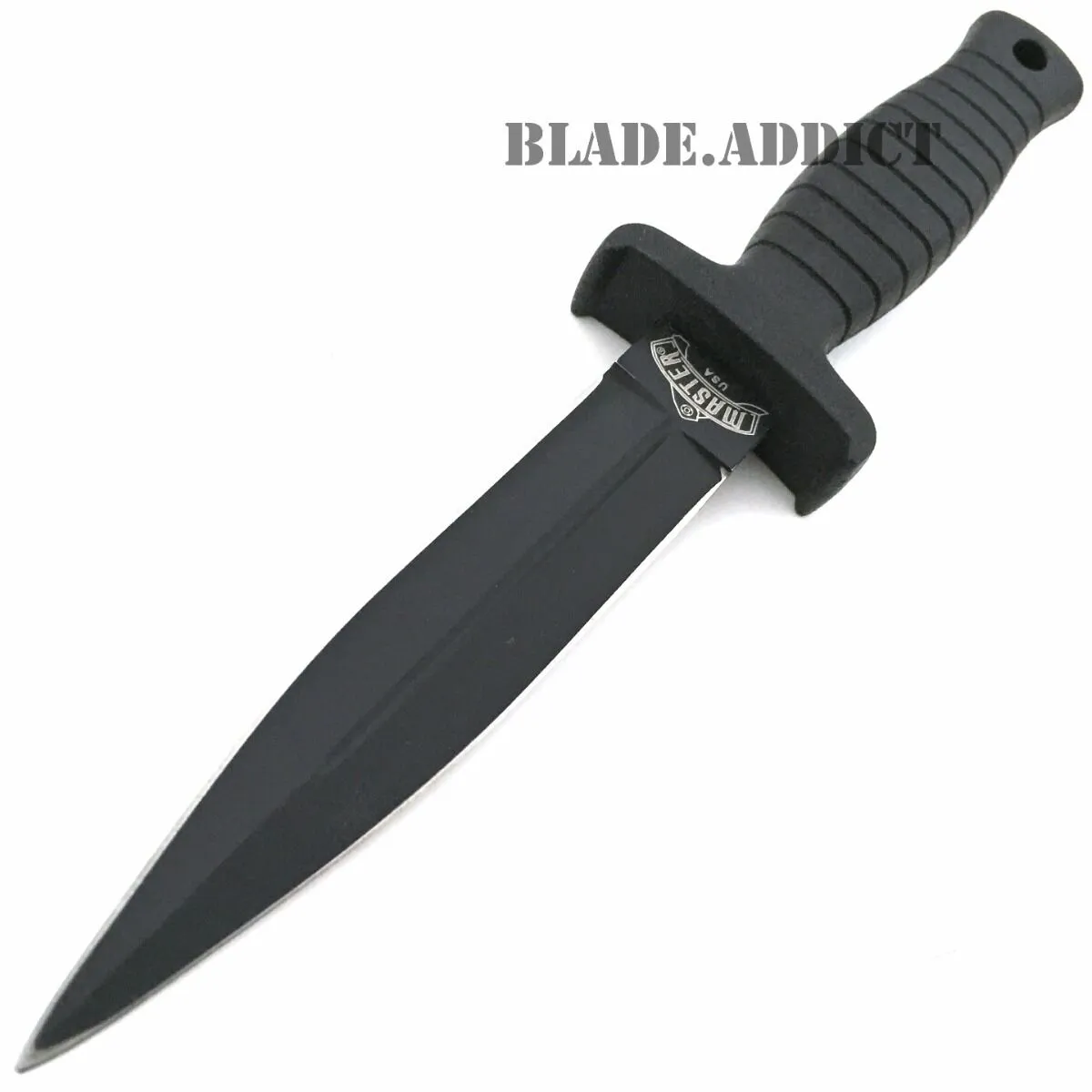 7" Double Edge Military Tactical Hunting Dagger Boot Neck Knife   Fire Starter Black