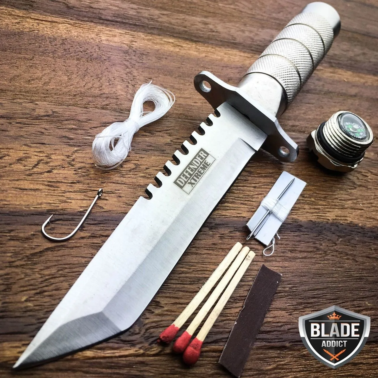 8.25" Tactical Fishing Hunting Knife w/ Sheath Survival Kit Bowie Camping Tool