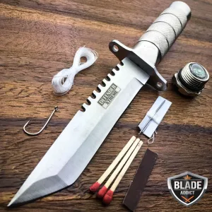 8.25" Tactical Fishing Hunting Knife w/ Sheath Survival Kit Bowie Camping Tool