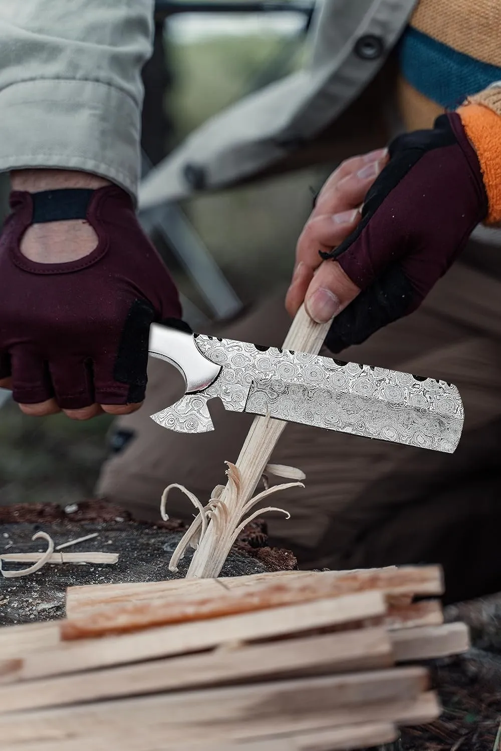 8" Handmade Damascus Bull Cutter Knife with Leather Sheath - Western Cowboy knife for Hunting, Skinning, Camping, and outdoor activities