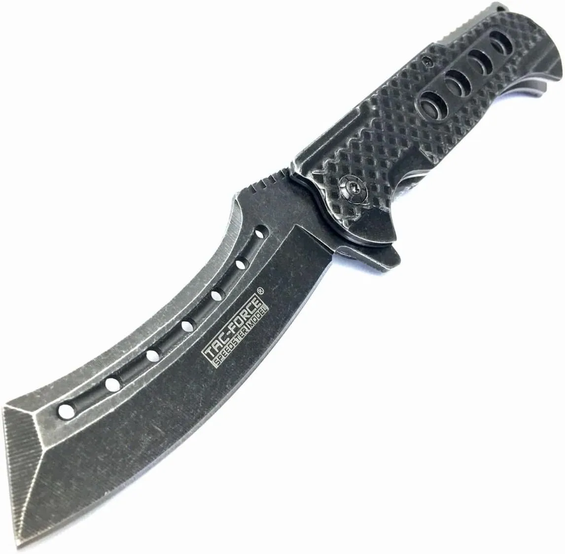 9" TAC FORCE Razor Spring Assisted Open Folding Pocket EcoGift Nice Knife with Sharp Blade Stonewash Cleaver- Great For Fun And Practical Use