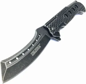 9" TAC FORCE Razor Spring Assisted Open Folding Pocket EcoGift Nice Knife with Sharp Blade Stonewash Cleaver- Great For Fun And Practical Use
