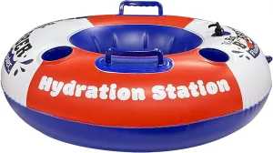 AccuSharp Hydration Station Inflatable Cooler Float, Fits Big Bobber Cooler, 4 Cup Holders, Floating Device Only, Mesh Bottom & Rope Ties, Ideal for Tubing, Boating & Poolside Fun