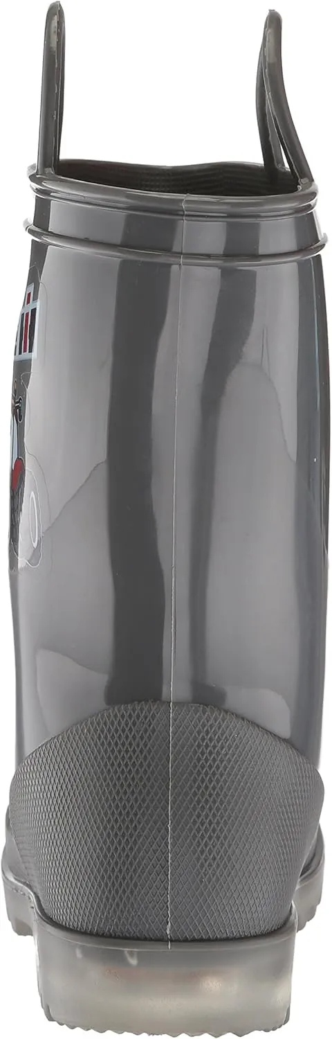 Ad Tec kids Light up Waterproof Rain Boot, Light weight Non Slip Durable PVC Boot with Handles