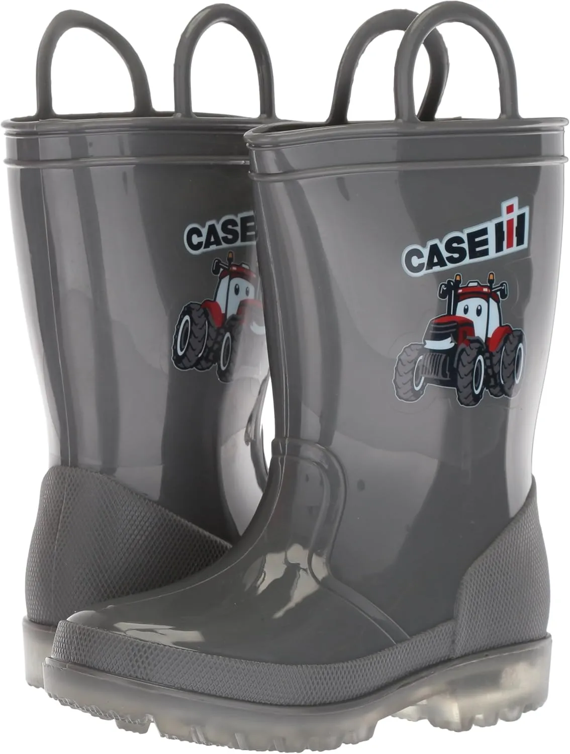 Ad Tec kids Light up Waterproof Rain Boot, Light weight Non Slip Durable PVC Boot with Handles