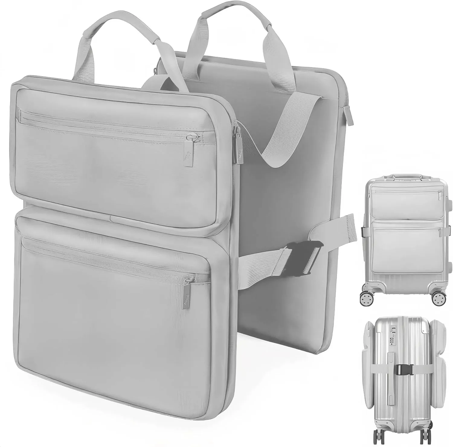 Add-a-Bag Luggage Strap – Luggage Harness, Luggage Organizer for Hanging Extra Bag, Hands-Free Multi Travel Accessory for Business Trips & Vacations, Fits Most Suitcases & Laptop (Gray)