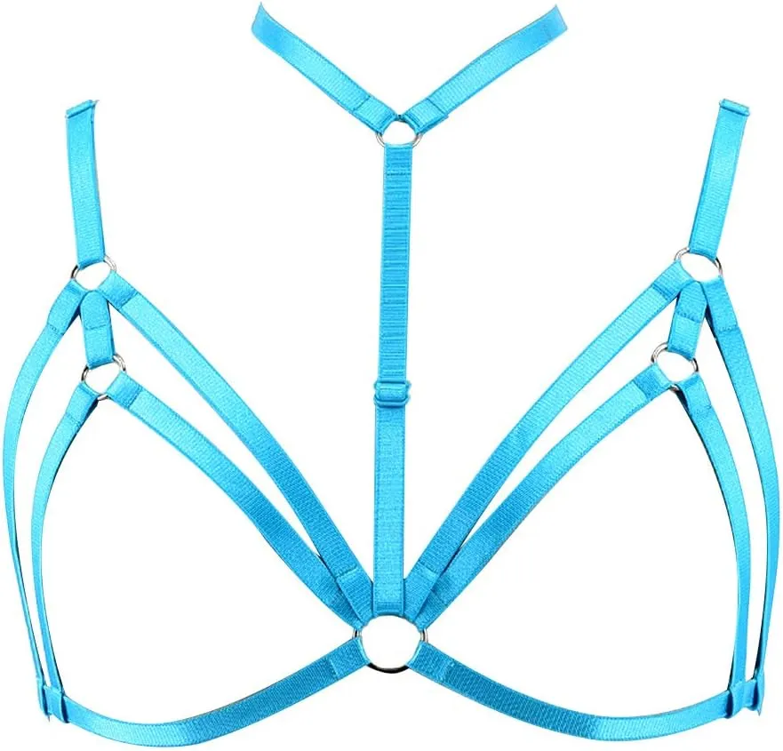 Adjustable Plus Size Punk Gothic Clothing Carnival Party Body Harness Bra Women Caged Bralette