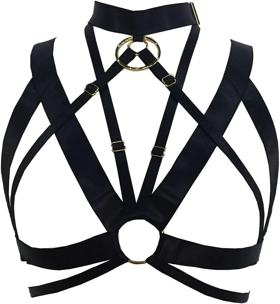 Adjustable size Gothic punk Women Bralette Clothing Carnival Party Harness Bra Top Lingerie cage