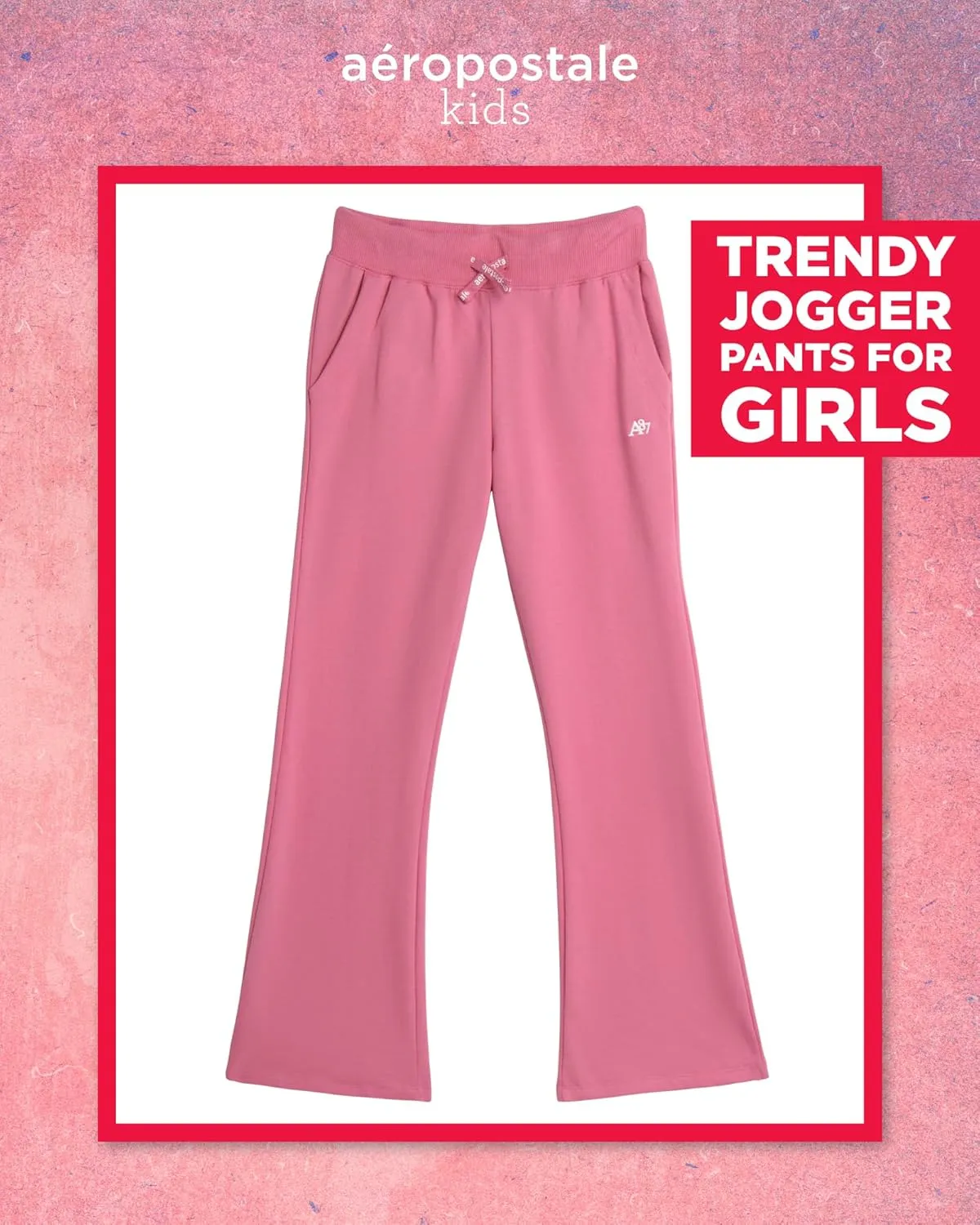 AEROPOSTALE Girls' Sweatpants - Fleece Wide Leg Performance Jogger Pants for Girls - Kids' Lightweight Joggers (7-16)