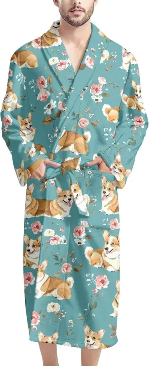 AFPANQZ Men's Bathrobe Big and Tall Full Length Sleepwear Long Sleeve Lightweight Pajama Shawl Robe with Pockets Nightgown
