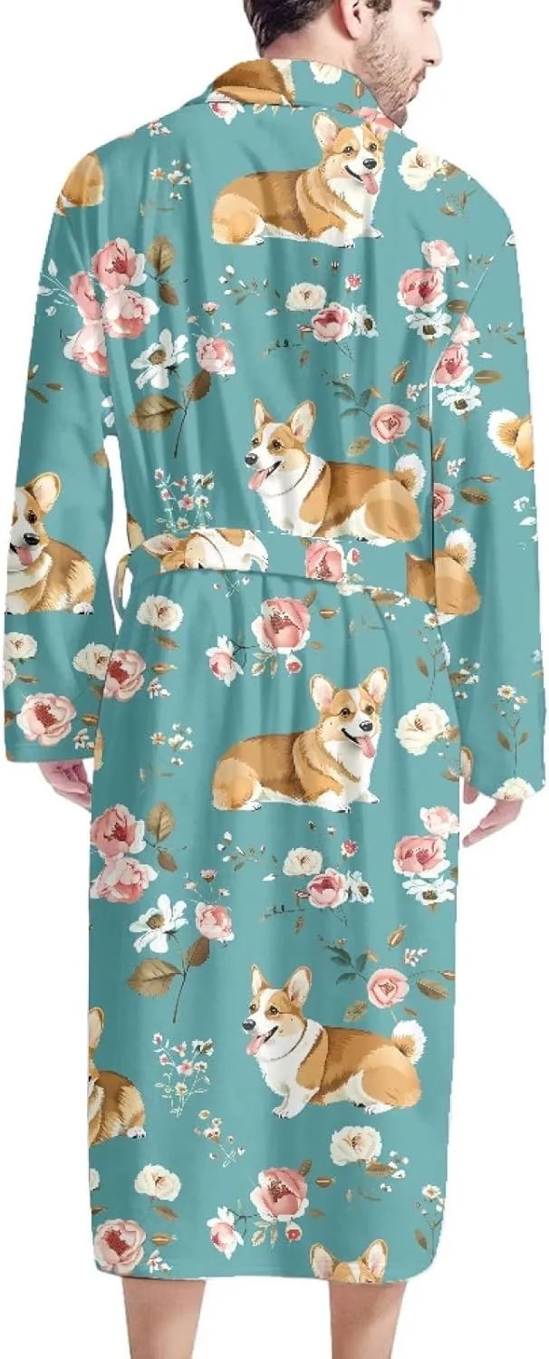 AFPANQZ Men's Bathrobe Big and Tall Full Length Sleepwear Long Sleeve Lightweight Pajama Shawl Robe with Pockets Nightgown