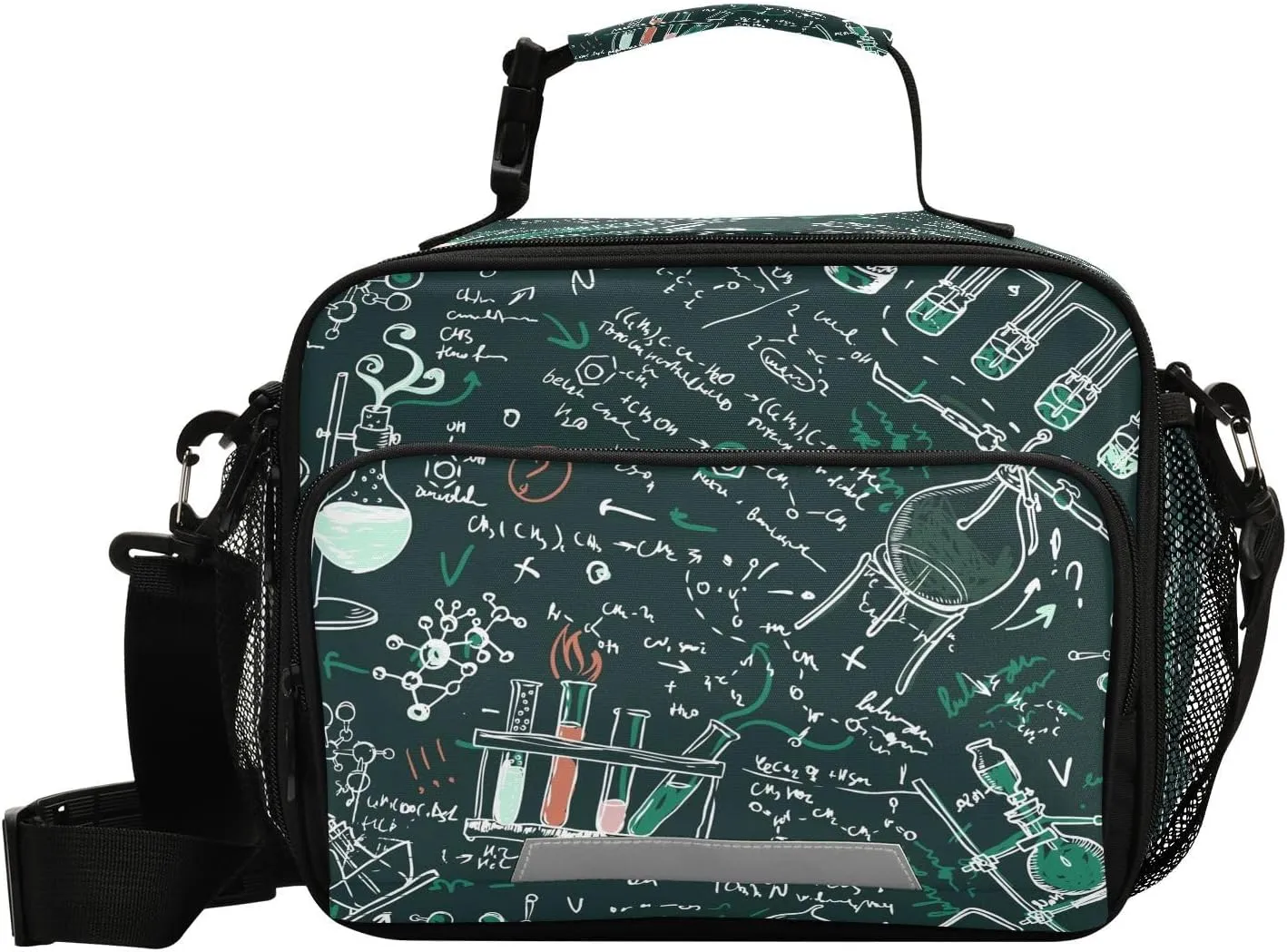 ALAZA Chemistry Laboratory Seamless Patterrn Lunch Bag Reusable Insulated Cooler Lunch Tote Bag with Adjustable Shoulder Strap for Office Work Picnic Travel,Size 11 X 4.33 X 9.05 inch