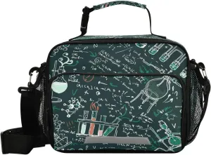 ALAZA Chemistry Laboratory Seamless Patterrn Lunch Bag Reusable Insulated Cooler Lunch Tote Bag with Adjustable Shoulder Strap for Office Work Picnic Travel,Size 11 X 4.33 X 9.05 inch