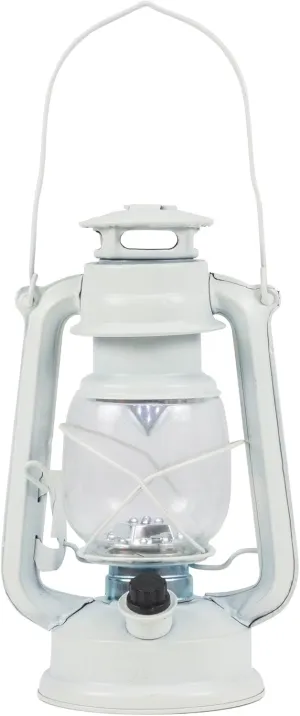 Alpine Corporation Indoor Outdoor White Hurricane Lantern with Cool White LED Lights