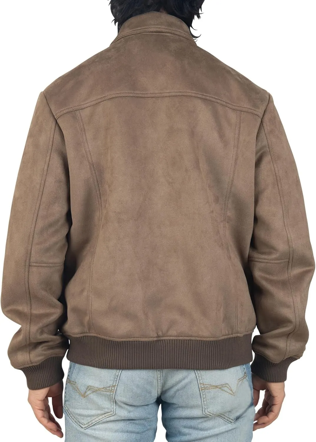 Alpine Swiss Blake Mens Vegan Suede Bomber Jacket Lightweight Slim Fit Casual Softshell Coat