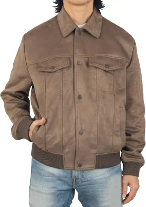 Alpine Swiss Blake Mens Vegan Suede Bomber Jacket Lightweight Slim Fit Casual Softshell Coat